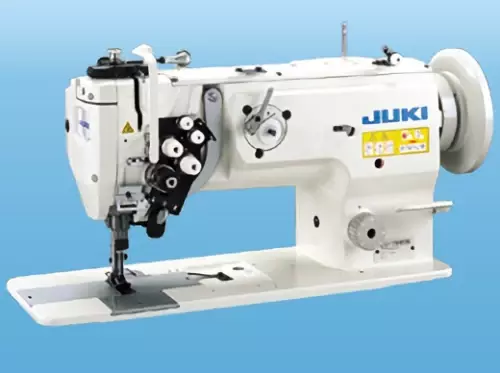 JUKI LU-1565N 2 Needle Unison Feed Lockstitch Industrial Sewing Machine With Table and Servo Motor
