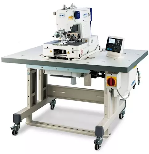 JUKI MEB-3900 Series Computer-Controlled Eyelet Buttonholing Industrial Sewing System With Table and Direct Drive Motor