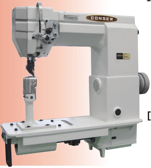 Consew 701 High Speed, 1 Needle, Post Bed, Drop Feed, Needle Feed Lockstitch Industrial Sewing Machine With Table and Servo Motor
