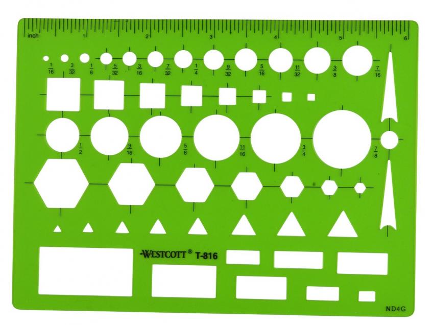 Westcott Lettercraft All-Purpose Plastic Template, Green (T-816)