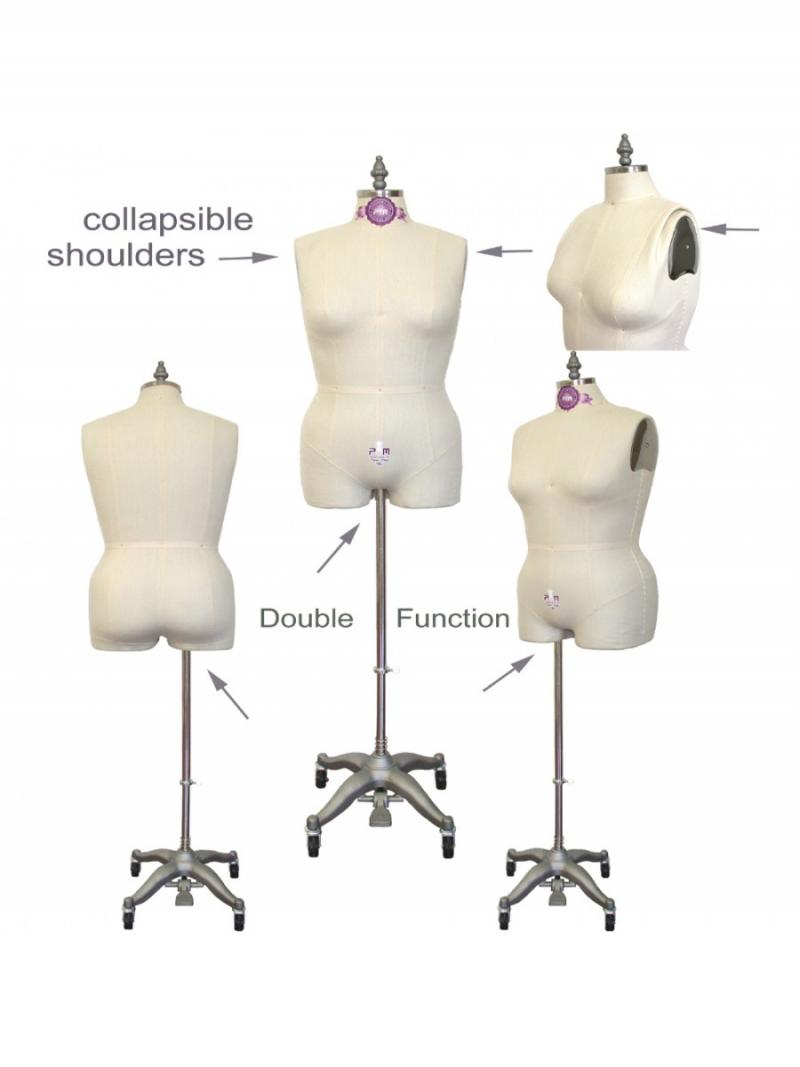 PGM Female Half Body Dress Form with Legs and Collapsible Shoulders Industry Grade 601A 10 PGM Female Half Body Dress Form with Legs and Collapsible Shoulders Industry Grade 601A 10