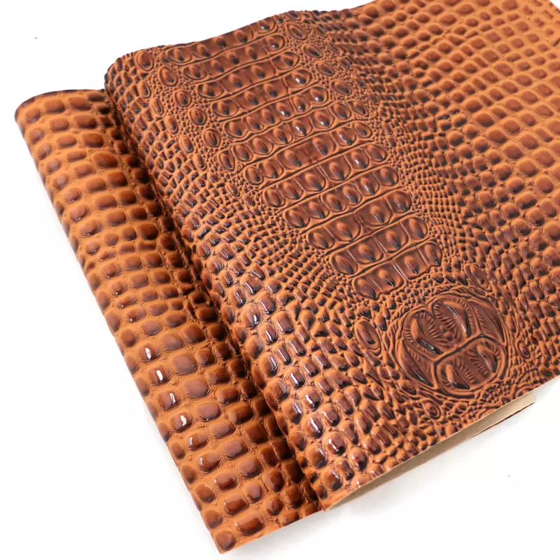 Vinyl Crocodile ORANGE Fake Leather Upholstery Fabric By the Yard 54