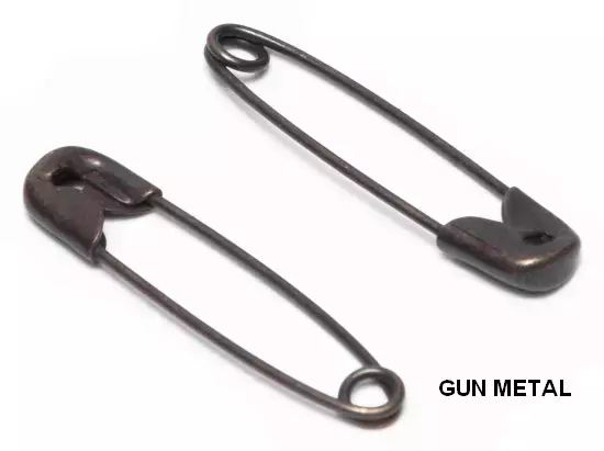 Gunmetal and Black Tactile Safety Pin - 3 x 0.75 - Decorative Pins -  Closures - Buttons
