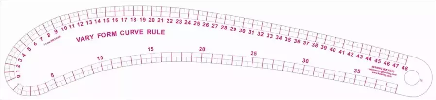 Clear Vary Form Hip Curve Metric Ruler 48 cm - Porcelynne Lingerie