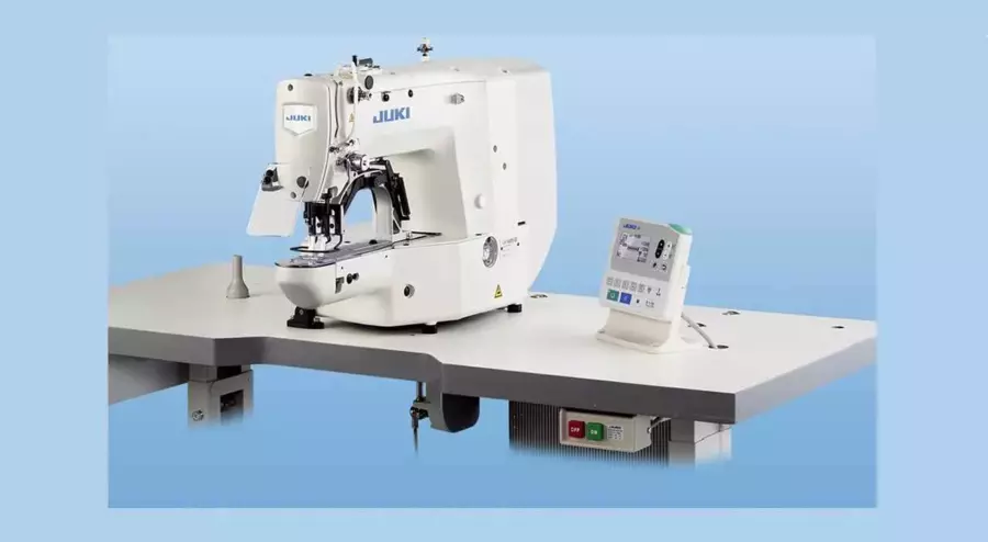 Juki LK-1900BNH Computer-controlled, High-speed, Bar-tacking Sewing Machine  for heavier weight materials (Setup with table and stand)