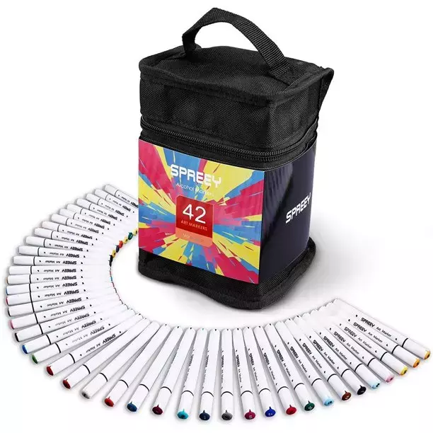 Dual Tip Artist Alcohol Markers Set With Carrying Case - Perfect